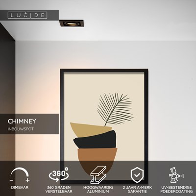 Lucide CHIMNEY - Inbouwspot - 1xGU10 - Zwart